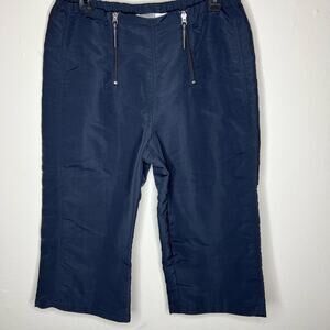 Nike Windbreaker Crop Track Pants Medium Womens Black Wide Leg Water Resistant